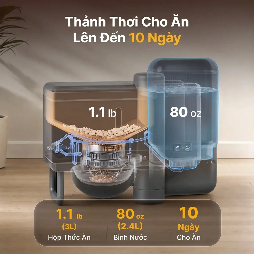Máy cho mèo ăn thông minh Neakasa Riko thumbnail 9