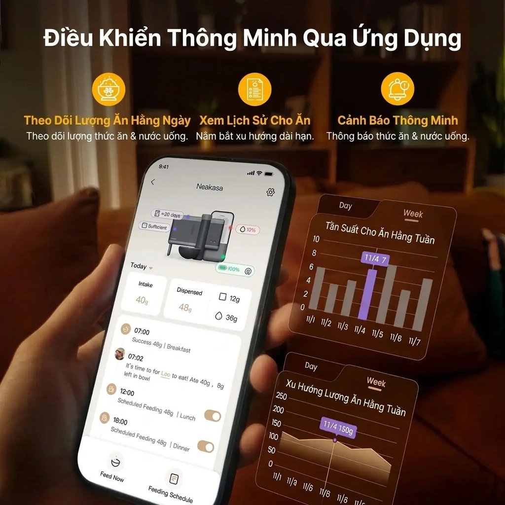 Máy cho mèo ăn thông minh Neakasa Riko thumbnail 10