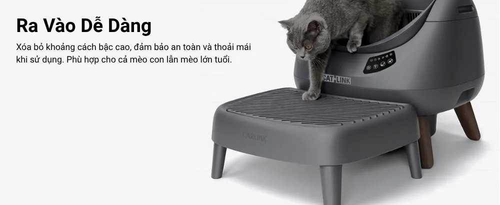 Bậc thang máy vệ sinh Catlink Scooper Open X+, Scoop Robot Pro chống cát rơi thumbnail 3
