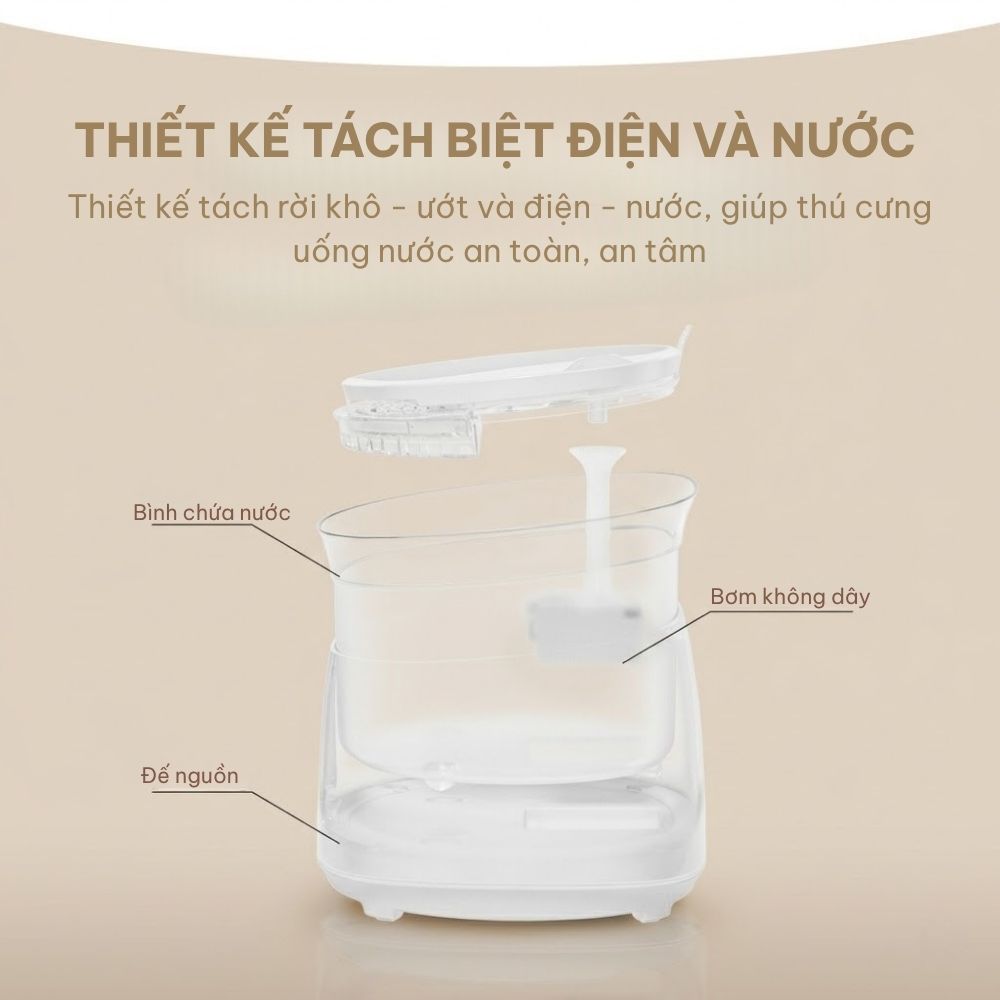 An toàn với thiết kế tách biệt điện - nước
