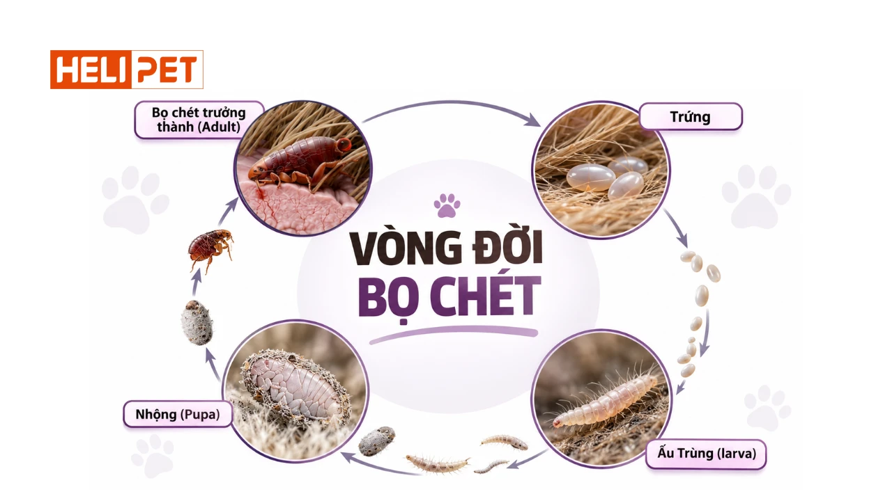 Hình ảnh vòng đời của bọ chét