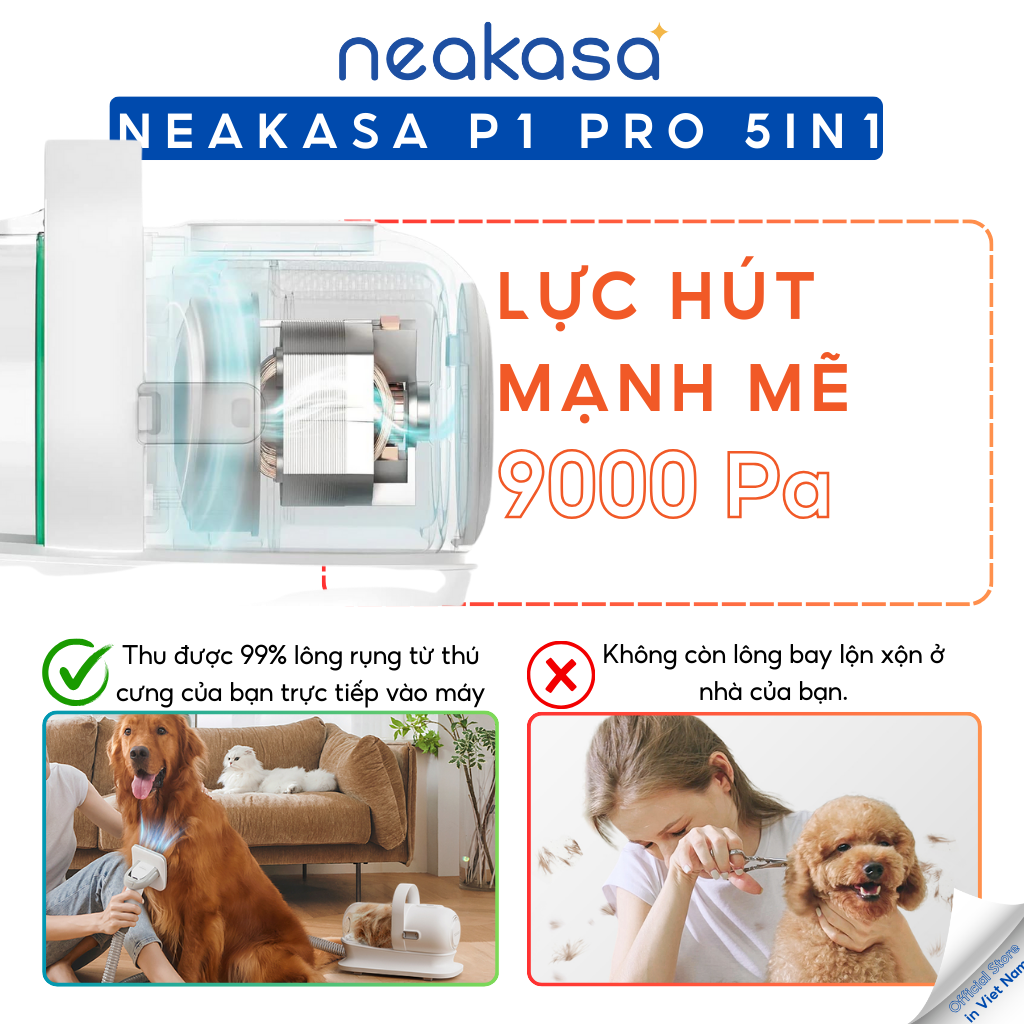 Lực hút mạnh mẽ lên đến     9000 Pa