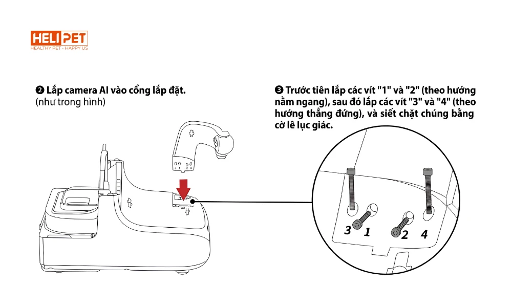 Trích dẫn cách lắp đặt camera AI cho Purobot Ultra từ hướng dẫn sử dụng
